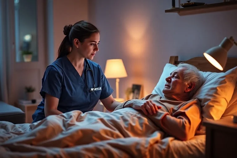 RixbyCare nachtzorg medewerker waakt attent bij cliënt thuis